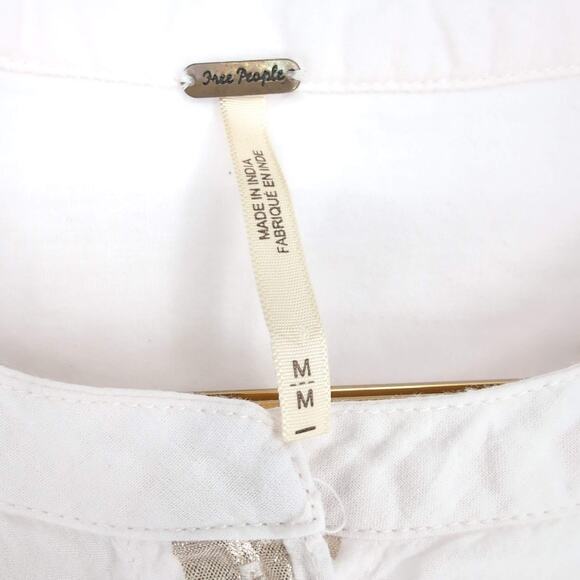 Free People Pink Shimmers And Stripe Slouchy Button Up Shirt Women's Size M -GUC - Picture 4 of 14